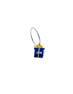 Monorecchino Cerchietto Pacco Regalo Blu COLORE ARGENTO Bianco