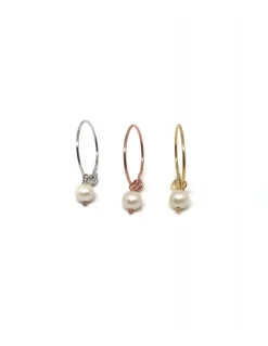 Monorecchino Cerchietto Perla COLORE ARGENTO Bianco