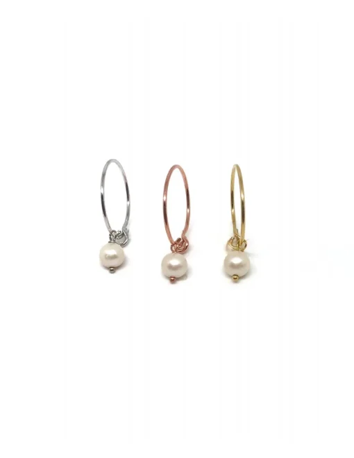 Monorecchino Cerchietto Perla COLORE ARGENTO Bianco