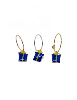 Monorecchino Cerchietto Pacco Regalo Blu COLORE ARGENTO Bianco