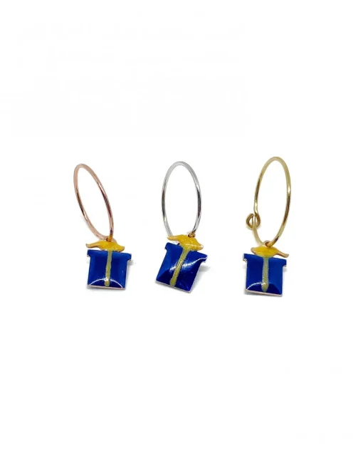 Monorecchino Cerchietto Pacco Regalo Blu COLORE ARGENTO Bianco