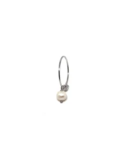 Monorecchino Cerchietto Perla COLORE ARGENTO Bianco