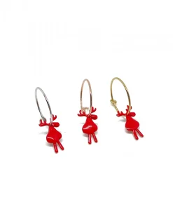 Monorecchino Cerchietto Renna Rossa COLORE ARGENTO Bianco