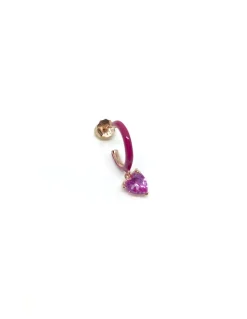 Monorecchino Cerchio e Zircone a Forma di Cuore Pendente COLORE ZIRCONI zirconi rosa