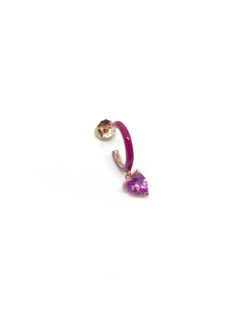 Monorecchino Cerchio e Zircone a Forma di Cuore Pendente COLORE ZIRCONI zirconi rosa