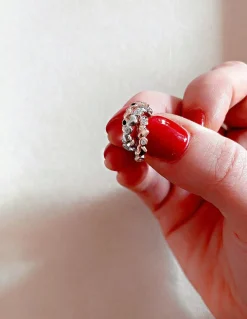 Monorecchino Ear Cuff Cuori e Zirconi COLORE ARGENTO Bianco COLORE ZIRCONI zirconi bianchi
