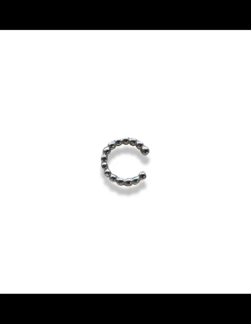 Monorecchino Ear Cuff Semplice con Palline COLORE ARGENTO Bianco