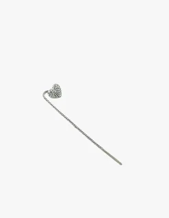 Monorecchino Ear Thread Cuore Pieno COLORE ARGENTO Bianco