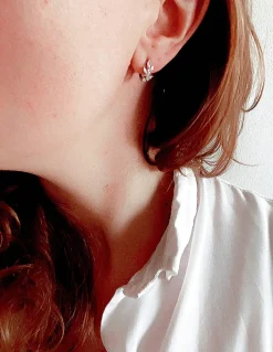 Monorecchino Edera con Zirconi COLORE ARGENTO Rosè