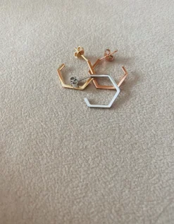 Monorecchino Esagono Chiusura a Farfallina COLORE ARGENTO Bianco