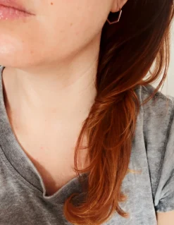 Monorecchino Esagono Chiusura a Farfallina COLORE ARGENTO Bianco