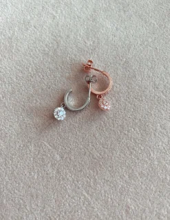 Monorecchino Margherita Pendente di Zirconi COLORE ARGENTO Bianco