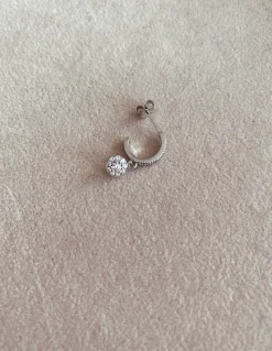 Monorecchino Margherita Pendente di Zirconi COLORE ARGENTO Bianco