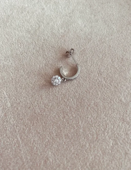 Monorecchino Margherita Pendente di Zirconi COLORE ARGENTO Bianco