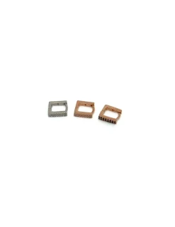 Monorecchino Quadrato Mini COLORE ARGENTO Dorato COLORE ZIRCONI zirconi bianchi