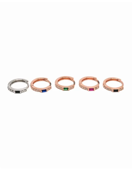 Monorecchino Scattino Baguette Mini e Zirconi COLORE ARGENTO Rosè COLORE ZIRCONI zirconi blu