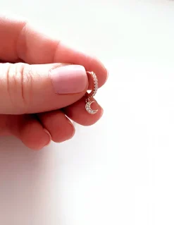 Monorecchino Scattino con Luna Pendente COLORE ARGENTO Rosè