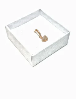 Monorecchino Scattino con Cuore Pavè Pendente COLORE ARGENTO Rosè