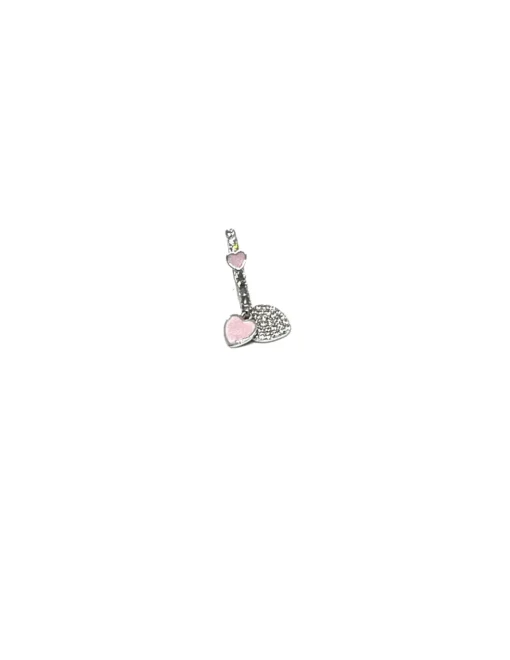 Monorecchino Scattino Cuore Doppio Smaltato COLORE ARGENTO Bianco COLORE SMALTO rosa
