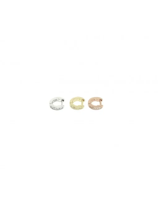 Monorecchino Scattino da 8mm COLORE ARGENTO Bianco COLORE ZIRCONI zirconi bianchi