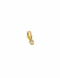 Monorecchino Scattino Mini e Pendente COLORE ARGENTO Dorato COLORE ZIRCONI zirconi bianchi SOGGETTO cuore