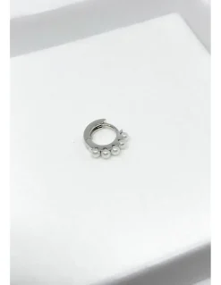 Monorecchino Scattino Mini con Perline COLORE ARGENTO Bianco