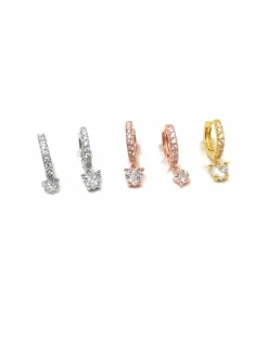 Monorecchino Scattino Mini e Pendente COLORE ARGENTO Dorato COLORE ZIRCONI zirconi bianchi SOGGETTO cuore