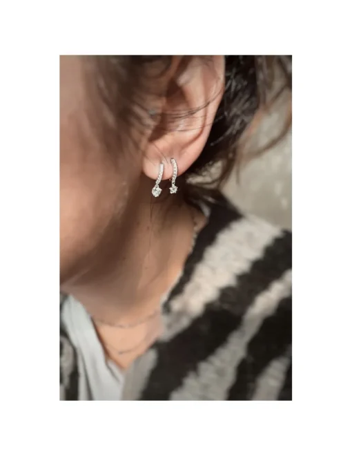 Monorecchino Scattino Mini e Pendente COLORE ARGENTO Dorato COLORE ZIRCONI zirconi bianchi SOGGETTO cuore