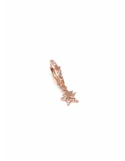 Monorecchino Scattino Ovale Stella Doppia COLORE ARGENTO Rosè COLORE ZIRCONI zirconi bianchi