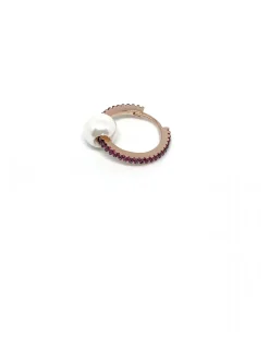Monorecchino Scattino Perla Passante COLORE ARGENTO Rosè COLORE ZIRCONI zirconi rosa