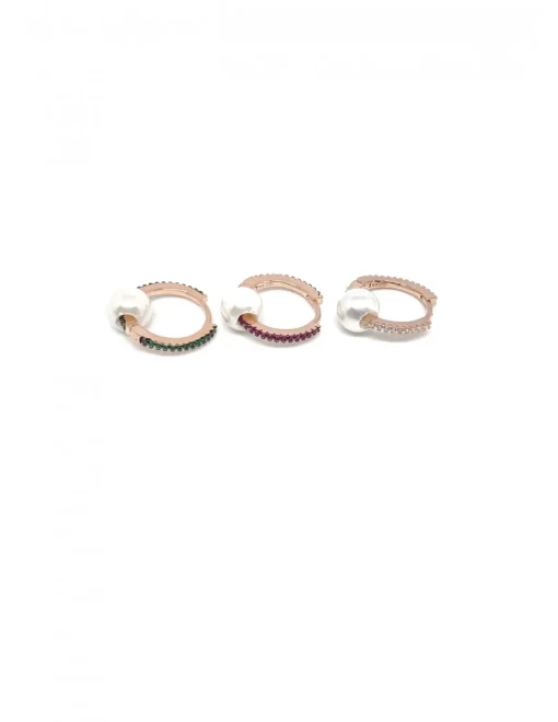 Monorecchino Scattino Perla Passante COLORE ARGENTO Rosè COLORE ZIRCONI zirconi rosa