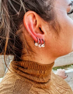 Monorecchino Scattino Perla Passante COLORE ARGENTO Rosè COLORE ZIRCONI zirconi rosa