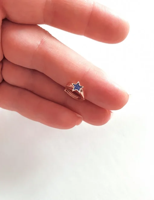 Monorecchino Scattino Stella Passante COLORE ARGENTO Rosè COLORE ZIRCONI zirconi blu