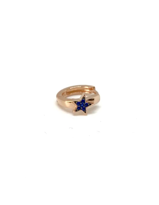 Monorecchino Scattino Stella Passante COLORE ARGENTO Rosè COLORE ZIRCONI zirconi blu