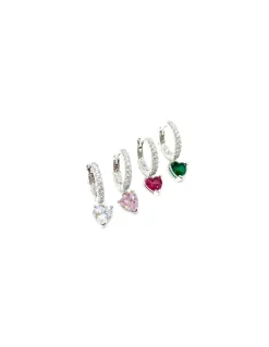 Monorecchino Scattino Zircone Pendente Cuore COLORE PIETRE rosa