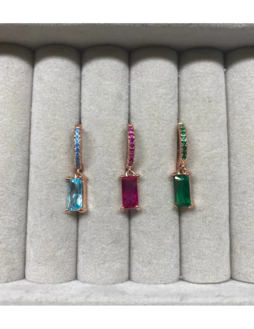 Monorecchino Scattino Zirconi e Zircone Baguette COLORE ZIRCONI zirconi verdi