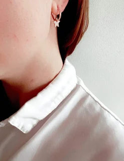 Monorecchino Stella Passante COLORE ARGENTO Bianco