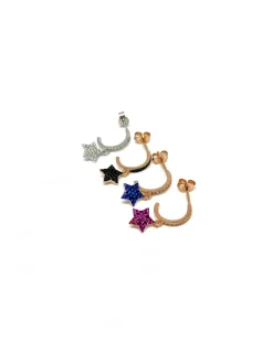 Monorecchino Stella Pendente di Zirconi COLORE ARGENTO Bianco COLORE ZIRCONI zirconi bianchi