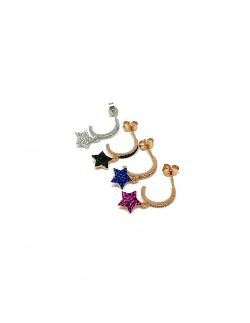 Monorecchino Stella Pendente di Zirconi COLORE ARGENTO Bianco COLORE ZIRCONI zirconi bianchi