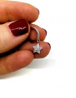 Monorecchino Stella Pendente di Zirconi COLORE ARGENTO Bianco COLORE ZIRCONI zirconi bianchi