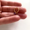 Monorecchino Torchon Grande con Cuore Micropavè COLORE ARGENTO Dorato COLORE ZIRCONI zirconi viola