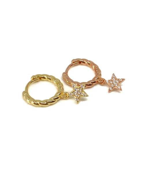 Monorecchino Torchon Grande con Stella Micropavè COLORE ARGENTO Rosè