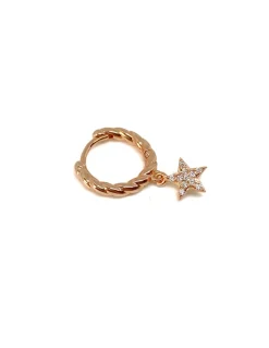 Monorecchino Torchon Grande con Stella Micropavè COLORE ARGENTO Rosè