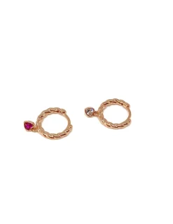 Monorecchino Torchon Grande con Cuore Pendente COLORE ARGENTO Rosè COLORE ZIRCONI zirconi bianchi