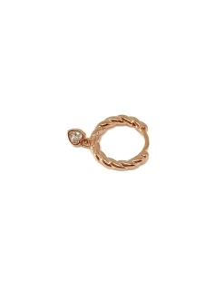 Monorecchino Torchon Grande con Cuore Pendente COLORE ARGENTO Rosè COLORE ZIRCONI zirconi bianchi
