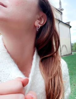 Monorecchino Torchon Medio con Zirconi COLORE ARGENTO Dorato