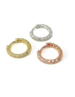 Monorecchino Torchon Medio con Zirconi COLORE ARGENTO Dorato