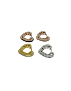 Monorrecchino a Scattino Cuore Lavorato COLORE ARGENTO Bianco COLORE ZIRCONI zirconi bianchi