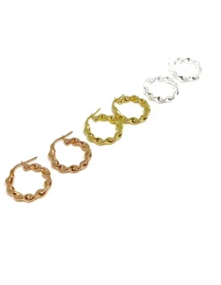 Orecchini a Cerchio Attorcigliati COLORE ARGENTO Dorato DIAMETRO 2 CM