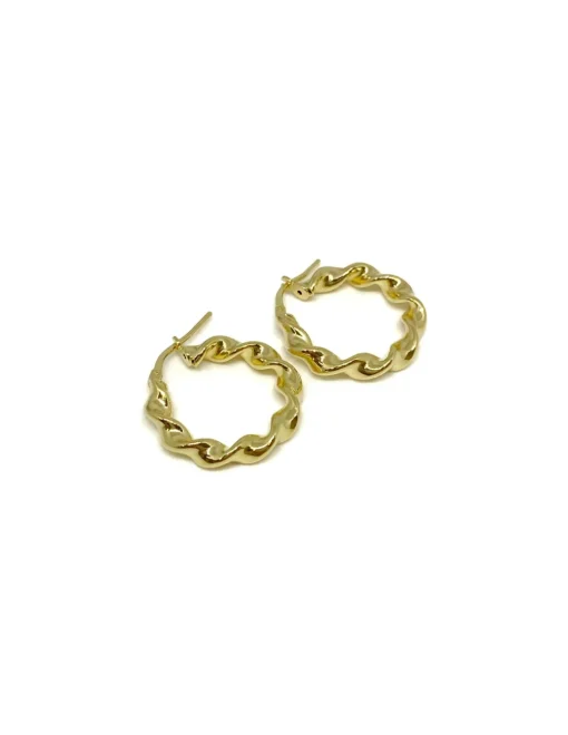 Orecchini a Cerchio Attorcigliati COLORE ARGENTO Dorato DIAMETRO 2 CM